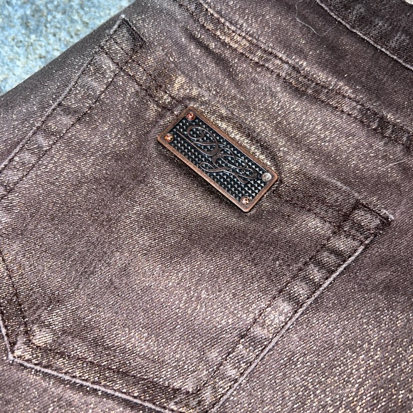 Diane Gilman DG2 vintage Y2K brown stretchy shimmery bootcut pants - Picture 4 of 5